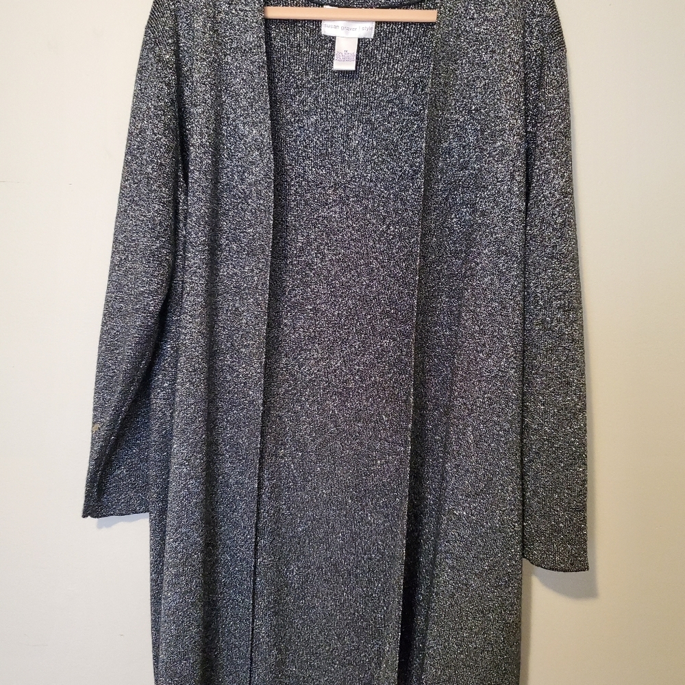 Susan Graver silver cardigan
